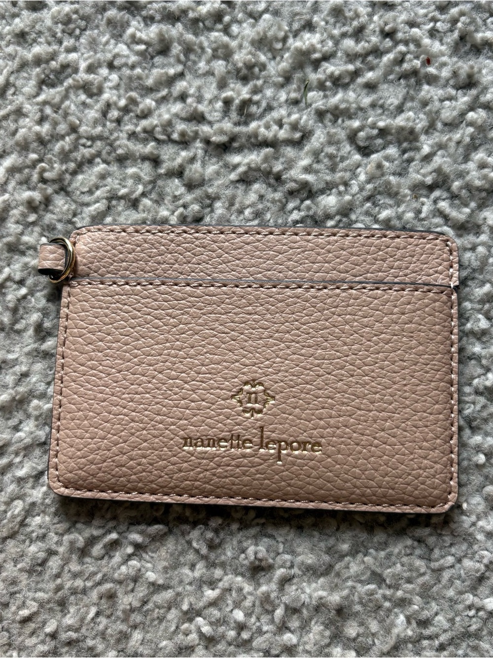 Nanette Lepore Rose Blush Pebbled Leather Card & Key Holder Cream Beige